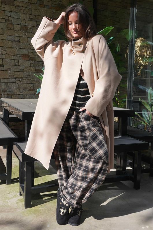 Sonn Funnel Neck Coat Stone